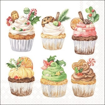 Serviette Sweet Christmas white 33x33cm