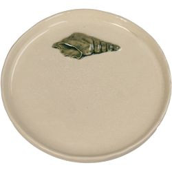 Teller Shell Steinzeug grün 18x18x1,5cm