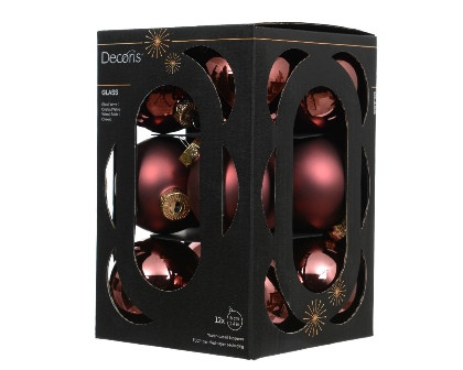 Kugeln Glas maroon mix 12St. 6cm