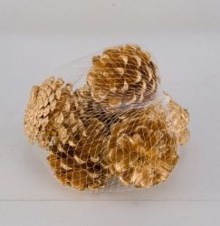 Tannenzapfen 5-7cm gold 6Stk. im Netz 13x13x10cm