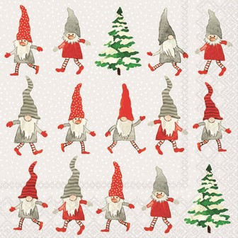 Serviette Dancing gnomes 25x25cm