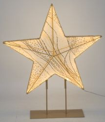 LED-Stoffstern a.Sockel,156LED gold Timer/outd/Adap,38x7x48