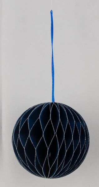 Papierkugel blau silber Glitzer 10x10x10cm