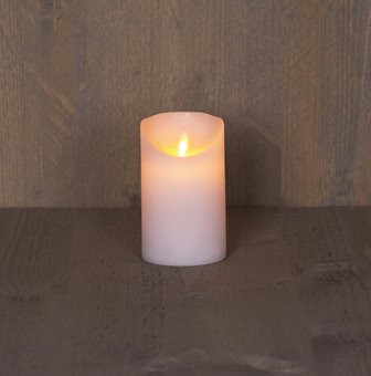 LED Stumpenkerze Rustikal Wachs weiss 12,5x7.5cm