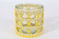 Windlicht Glas gelb 12x12cm