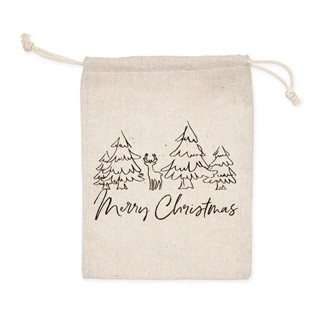 Geschenkbeutel Merry Christmas natur/schwarz