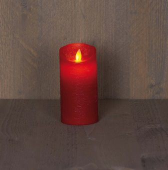 LED Stumpenkerze Rustikal Wachs rot 15x7.5cm