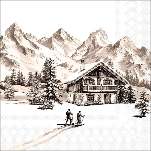Serviette Ski chalet 33x33cm