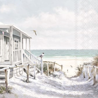 Serviette Beach cabin 25x25cm