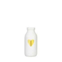 Flasche mit weißem Herz Glas Ø4,8 h.10,4 cm