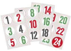 Sticker 11,5x17cm 4er Pg Classic Numbers Zahlen 1-24