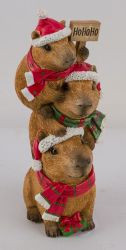 XMAS-Capybara Polyresin braun/rot 10x11x25,5cm