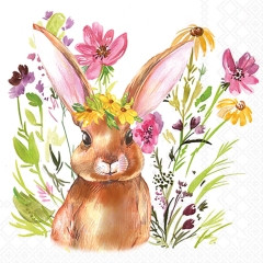 Serviette Girl bunny 25x25cm