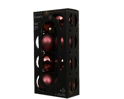 Kugeln Glas maroon mix 8St. 7cm