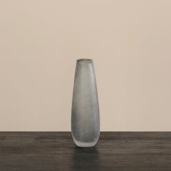 Vase Glas hellgrau 26cm mundgeblasen, handgeschliffen