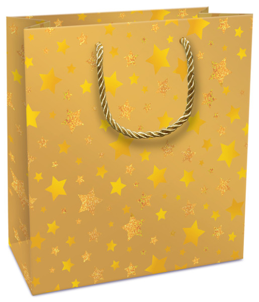 Geschenktasche 18x21x8cm Shimmering Stars gold