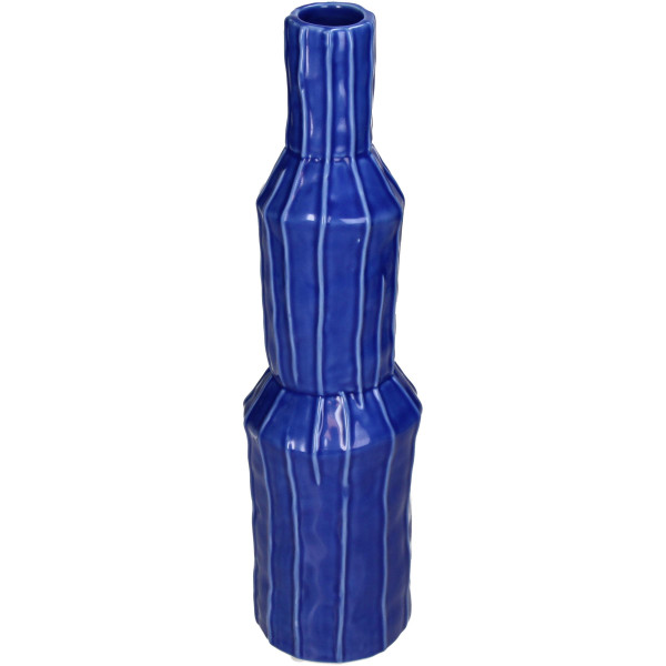 Vase Steingut blau 9,2x9,2x34,3cm