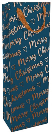 Tasche 12x36x8cm Christmas allover blau