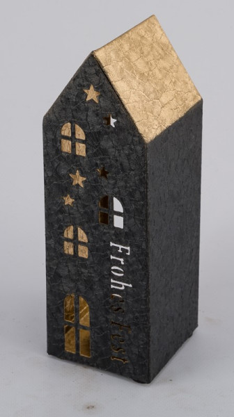 Windlicht Haus Metall 7,5x8x23cm
