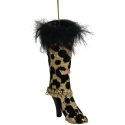 Hänger Polyresin Boot Leopard gold 10,2cm
