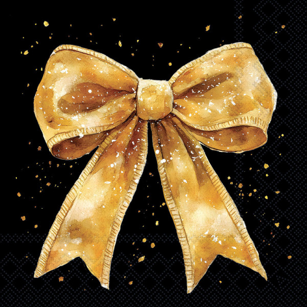Serviette Fancy bow gold/black 33x33cm