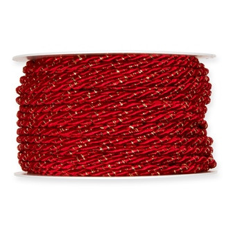 Kordel Satin-/Glitzer rot/gold 10m