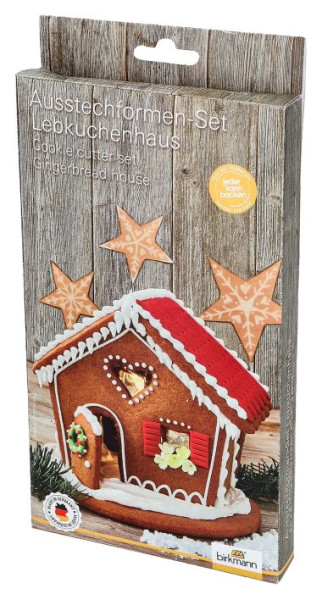 Ausstechformen Set Lebkuchenhaus Edelstahl 6 teilig mit Rezept