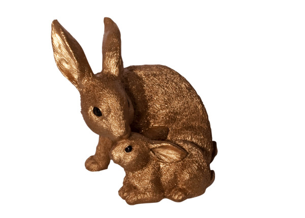 Hase Mutter+Kind Poly gold 17,5cm