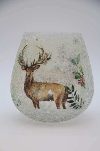 Votiv Glas weiss/grün 9x13x13cm