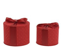 Geschenkschachtel Pappe rot mit Schleife 11x14cm