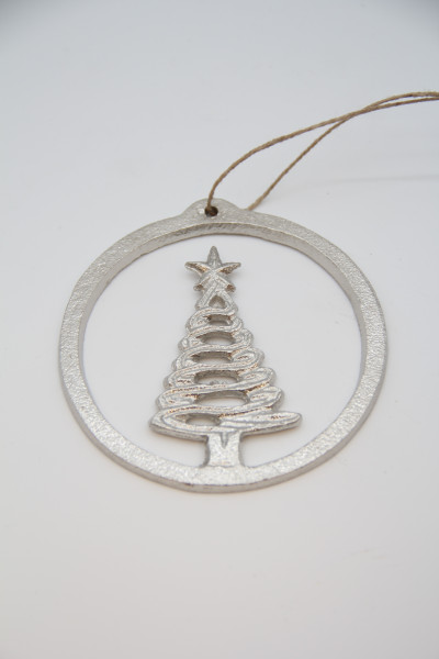 Hänger Baum Aluminium silber 10cm