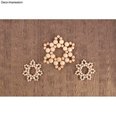 Bastelpackung:Holzperlen SterneNordic 2x7cm+1x11cm Perlen+Fädeldraht+Anleitung