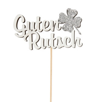 Stecker Guten Rutsch Holz weiss/silber glitter