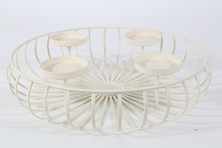 Kerzenständer m.Korb Metall leinen 36x8cm