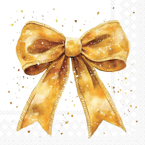 Serviette Fancy bow gold/white 33x33cm