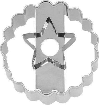 Ausstechform Linzer Stern 5cm Edelstahl, doppelseitig nutzbar PG blau