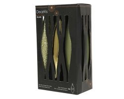 Kugel Eiszapfen gold Glas 14,5x2,5cm 6Stück