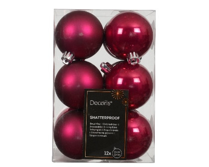 Kugeln bruchfest festive pink mix 12St. 6cm