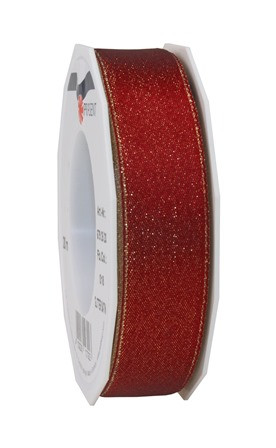 Band GLITTER SATIN 25mmx20m bordeaux/gold
