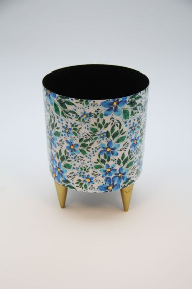 Pflanztopf Metall grün/blau 13x18cm