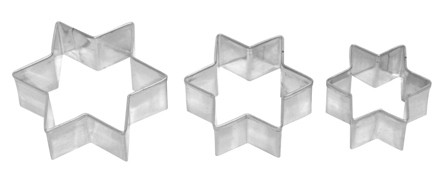 Ausstechform Stern 3-fach Ter. 2,5x3x4cm Edelstahl PG grün