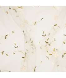 Dekostoff Stickerei-Blüten 43x250cm creme/grün