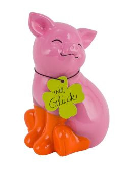 Glücksschwein Keramik rosa 9x7x13,5cm