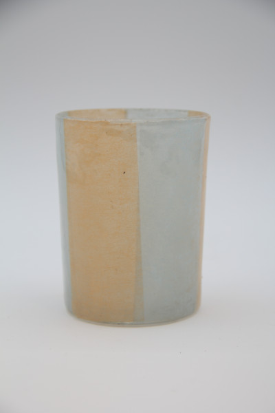 Votiv Glas beige/weiss 8x8x10cm