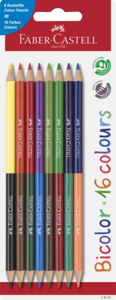 Faber-C. Buntstift Bicolor 8er Blister doppels. Farben