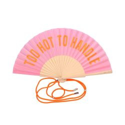 Fächer Holz/Polyester 23cm, Motiv: Too Hot to Handle, rosa 42x23x3cm