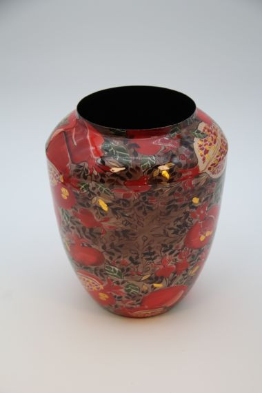 Vase Metall rot/braun 12x19x23cm