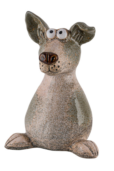 Zaunhocker Hund Steingut beige 13x13x17,5cm