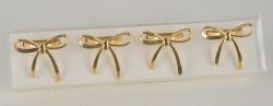 Serviettenringe Metall gold 4St.i.Box,m.Schleife,27x6x4,5cm