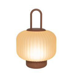 Laterne Glas USB terra 25x18cm